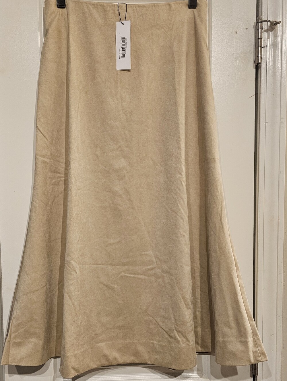 Faux Suede Classic A-Line Cream Maxi Skirt